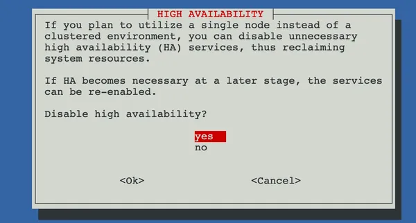 Proxmox post-install script showing high availability disable option