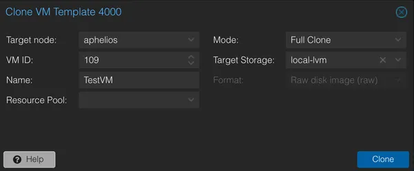 Proxmox Cloud-Init VM clone options full vs linked