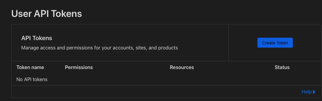 Cloudflare User API Tokens Interface