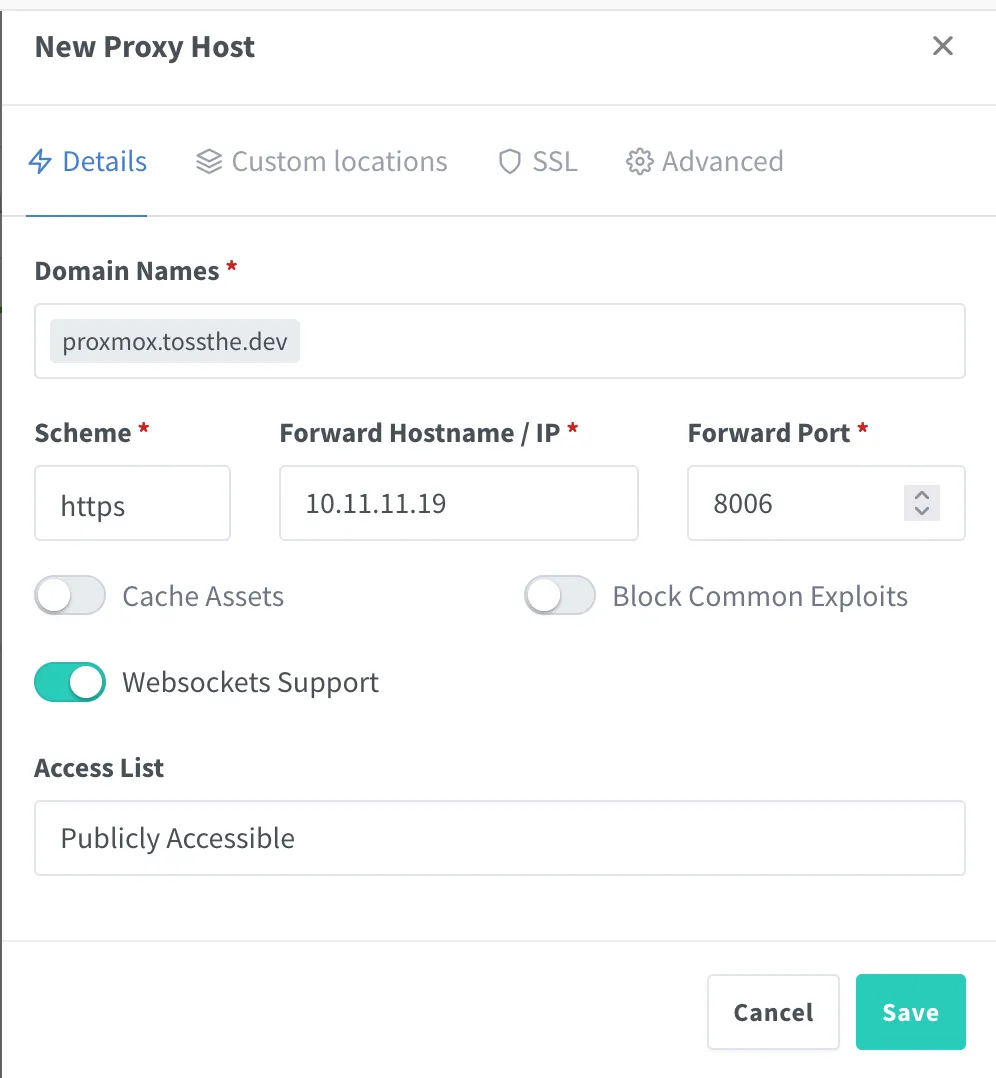 Adding a new host to Nginx Proxy Manager